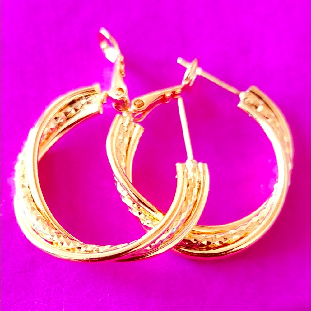 18K Gold Filled Swirled Fashion Style Earrings